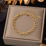 Titanium Steel Bracelet - Five Leaf Green S139 - MadeInPanda