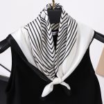 AISu 白色 Silk Square Scarf - 70cm Chiffon Printed Pattern - Summer Fashion Bandana Neck Scarf - 1 Piece - MadeInPanda