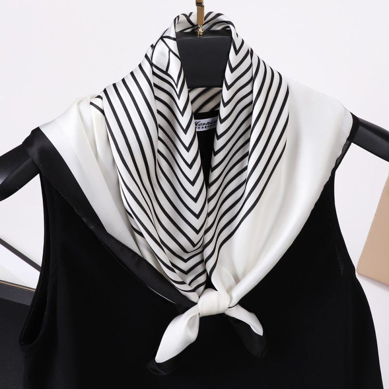 AISu 白色 Silk Square Scarf - 70cm Chiffon Printed Pattern - Summer Fashion Bandana Neck Scarf - 1 Piece - MadeInPanda