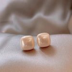Sugar Cube Pearl Earrings - Silver