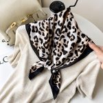 AISu 豹纹 Silk Square Scarf - 70cm Chiffon Printed Pattern - Summer Fashion Bandana Neck Scarf - 1 Piece - MadeInPanda