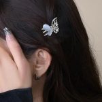 Vintage Blue Flower Butterfly Hair Clip 74 - MadeInPanda