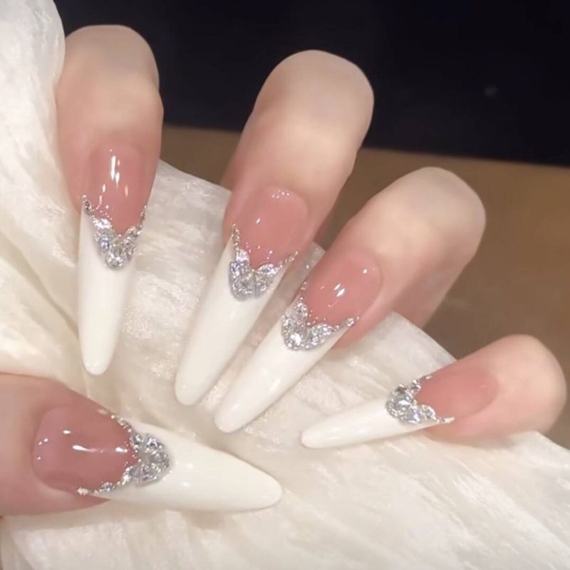 SG570 Peach Orange Press-On Nails (With Toolkit) - MadeInPanda