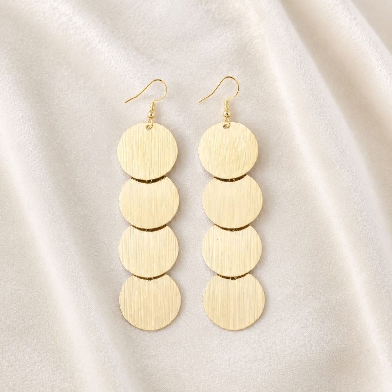 Layered Metal Earrings - E8280 Gold - MadeInPanda