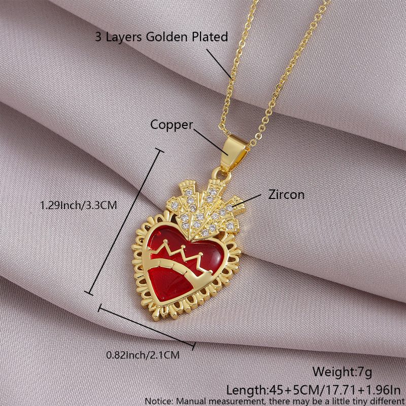White Heart Pendant Necklace - Gold Zircon by MadeInPanda