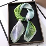 AISu 小绿绿 Silk Square Scarf - 70cm Chiffon Printed Pattern - Summer Fashion Bandana Neck Scarf - 1 Piece - MadeInPanda