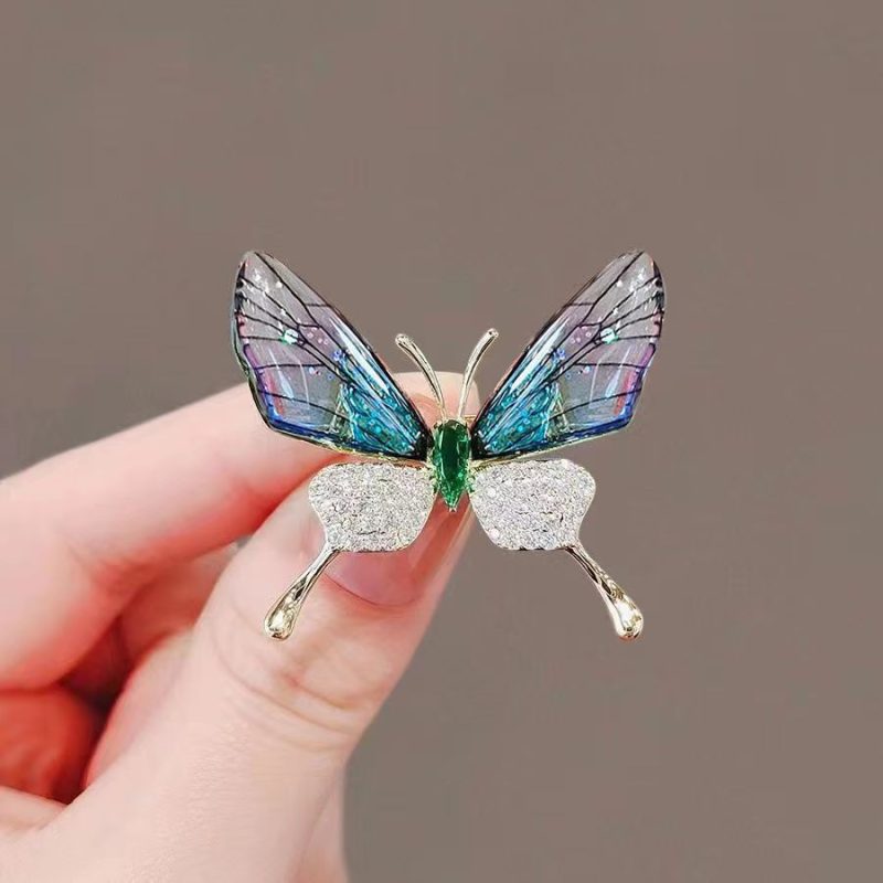 Crystal Purple Butterfly Brooch MadeInPanda