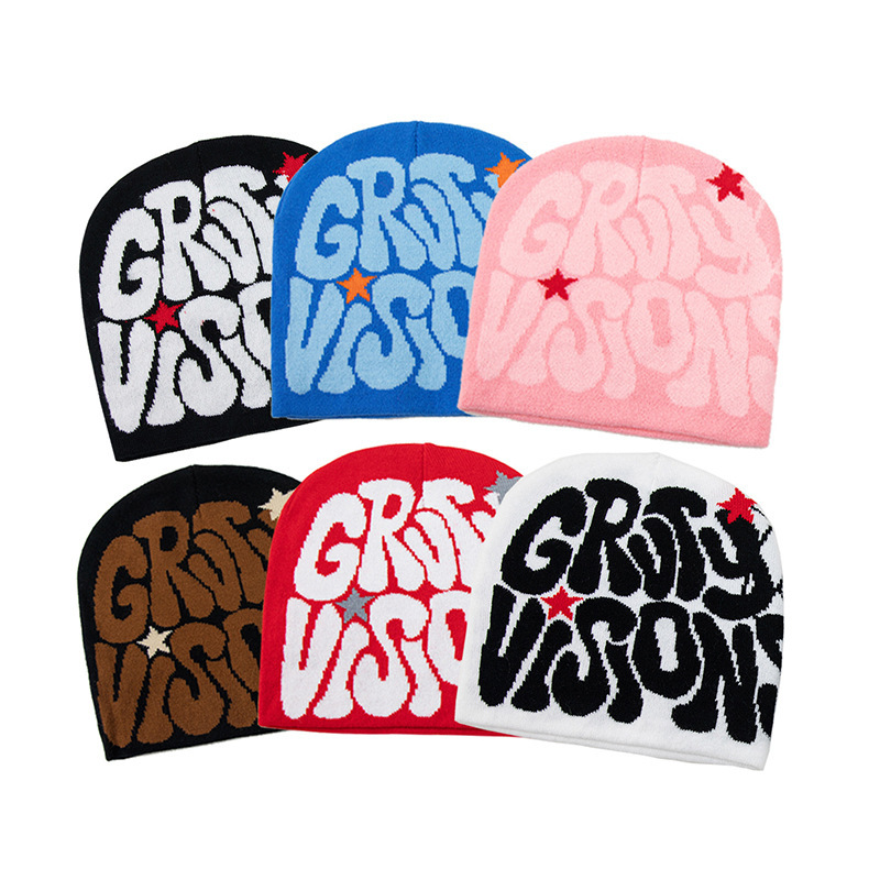 Shunzun Knitted Beanie Hat - Winter Warm Acrylic Skull Cap - Colorful Star Pattern - Unisex Street Hip Hop Cuffed Beanie - One Size - 1 Piece - Image 1 - MadeInPanda