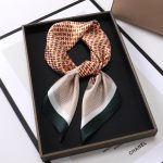 AISu 咖色H Silk Square Scarf - 70cm Chiffon Printed Pattern - Summer Fashion Bandana Neck Scarf - 1 Piece - MadeInPanda