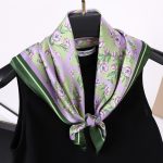 AISu 优雅紫 Silk Square Scarf - 70cm Chiffon Printed Pattern - Summer Fashion Bandana Neck Scarf - 1 Piece - MadeInPanda