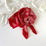 AISu 红色 Silk Square Scarf - 70cm Chiffon Printed Pattern - Summer Fashion Bandana Neck Scarf - 1 Piece - MadeInPanda