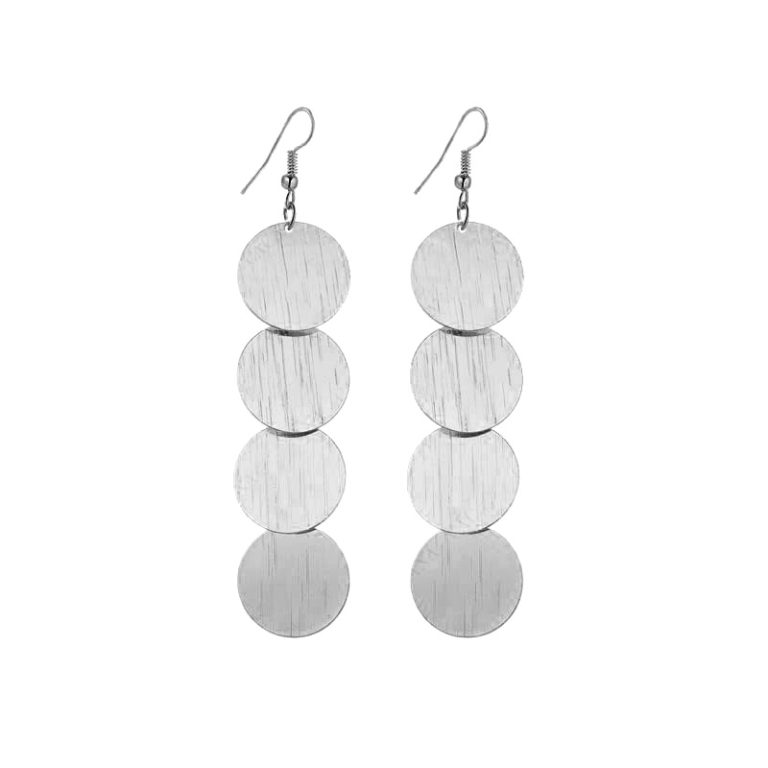 Layered Metal Earrings - E4941-7 Round Disc - MadeInPanda
