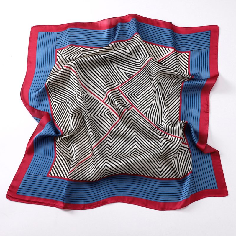 AISu 红回纹 Silk Square Scarf - 70cm Chiffon Printed Pattern - Summer Fashion Bandana Neck Scarf - 1 Piece - MadeInPanda