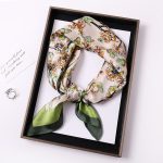 AISu 绿蝴蝶 Silk Square Scarf - 70cm Chiffon Printed Pattern - Summer Fashion Bandana Neck Scarf - 1 Piece - MadeInPanda