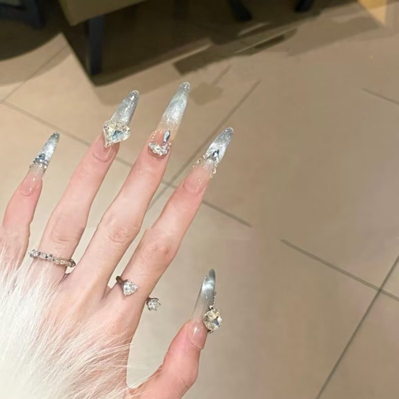 SG708 Glass Green Press-On Nails