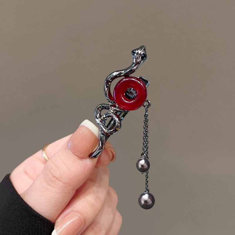 Half Pearl Silver Barrette Clip 132 - MadeInPanda
