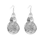 Layered Metal Earrings - E4941-3 Drop Silver - MadeInPanda
