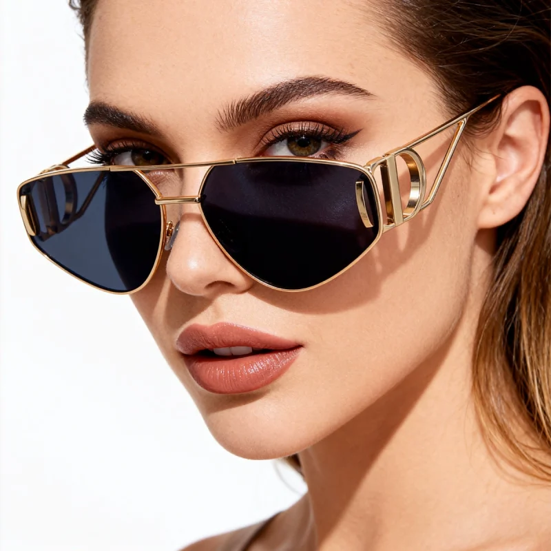 Patigas Cat-Eye Sunglasses for Women - 2026 Fashion UV400 Retro Sun Glasses - Trendy Street Style Oversized Shades - Plastic and Metal Frame with Gray PC Lens - Feel Good Sun Protection - 1 Piece - Image 1 - MadeInPanda