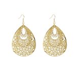 Layered Metal Earrings - E1226 Drop Gold - MadeInPanda