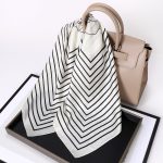 AISu 条纹花 Silk Square Scarf - 70cm Chiffon Printed Pattern - Summer Fashion Bandana Neck Scarf - 1 Piece - MadeInPanda