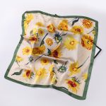 AISu 向日葵 Silk Square Scarf - 70cm Chiffon Printed Pattern - Summer Fashion Bandana Neck Scarf - 1 Piece - MadeInPanda