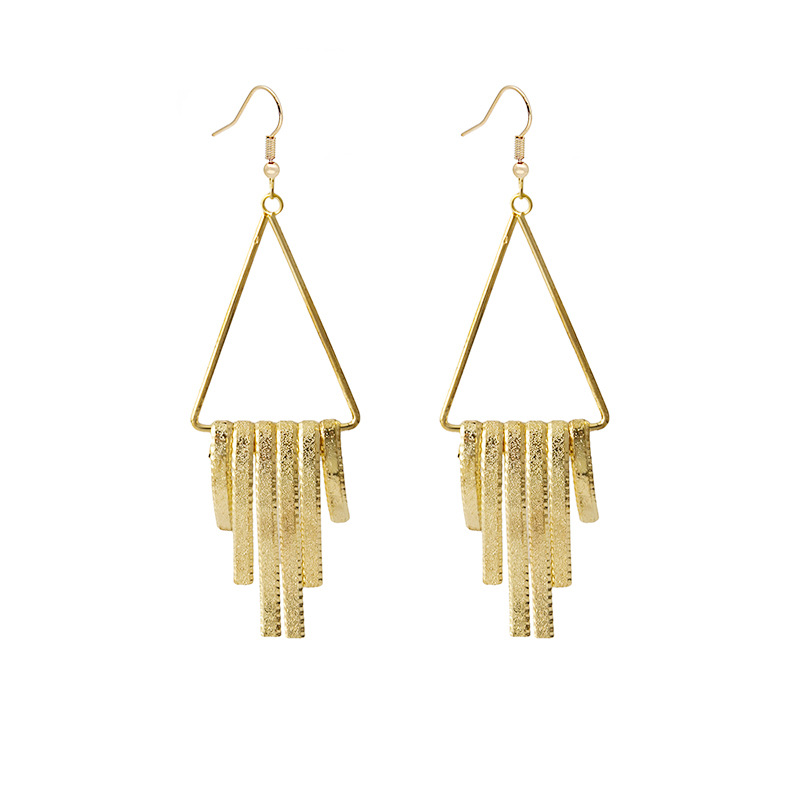 Layered Metal Earrings - E1500-7 Triangle Gold - MadeInPanda