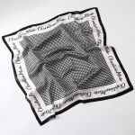 AISu 千鸟格黑 Silk Square Scarf - 70cm Chiffon Printed Pattern - Summer Fashion Bandana Neck Scarf - 1 Piece - MadeInPanda