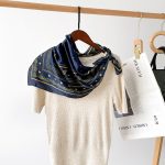 AISu 蓝色 Silk Square Scarf - 70cm Chiffon Printed Pattern - Summer Fashion Bandana Neck Scarf - 1 Piece - MadeInPanda
