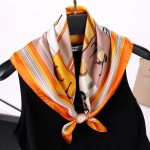 AISu 橘色马 Silk Square Scarf - 70cm Chiffon Printed Pattern - Summer Fashion Bandana Neck Scarf - 1 Piece - MadeInPanda