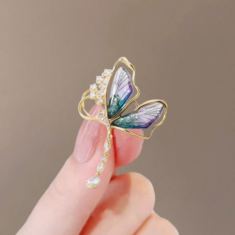 Tassel Purple Butterfly Brooch MadeInPanda