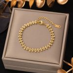 Titanium Steel Bracelet - Five Leaf Black S141 - MadeInPanda