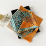 AISu 橘蓝 Silk Square Scarf - 70cm Chiffon Printed Pattern - Summer Fashion Bandana Neck Scarf - 1 Piece - MadeInPanda