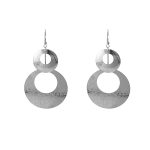Layered Metal Earrings - E4941-2 Circle Silver - MadeInPanda