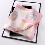 AISu 粉花 Silk Square Scarf - 70cm Chiffon Printed Pattern - Summer Fashion Bandana Neck Scarf - 1 Piece - MadeInPanda