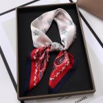 AISu 酒红 Silk Square Scarf - 70cm Chiffon Printed Pattern - Summer Fashion Bandana Neck Scarf - 1 Piece - MadeInPanda