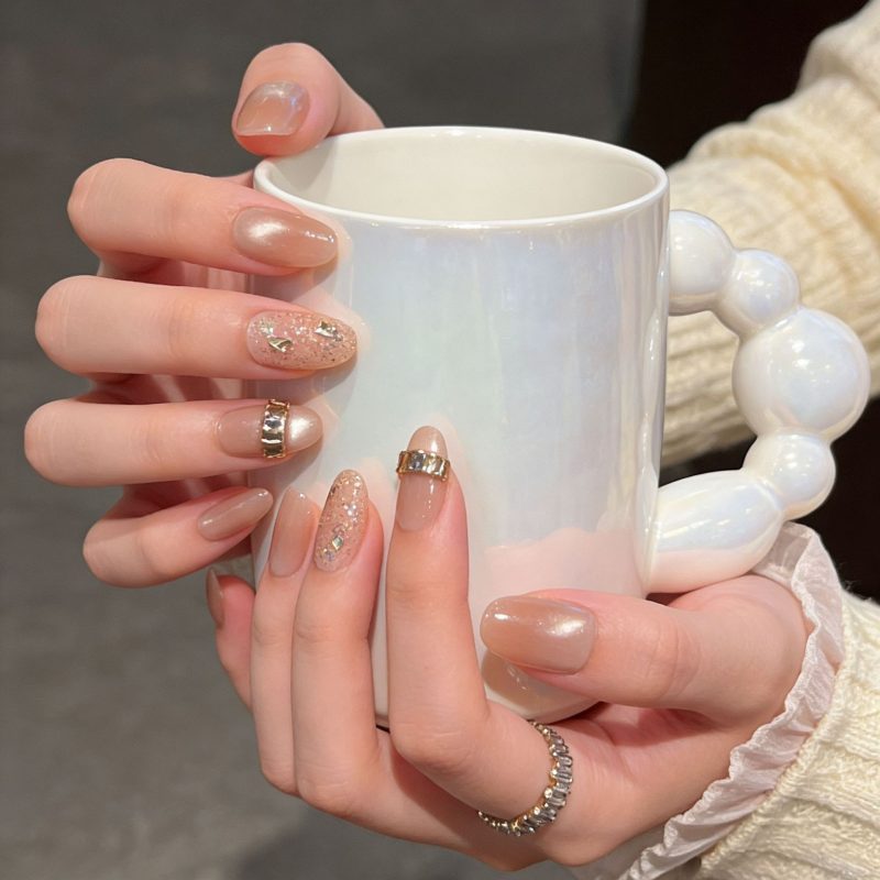 SG709 Glass Blue Press-On Nails