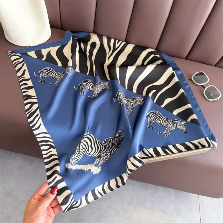 AISu 斑马 Silk Square Scarf - 70cm Chiffon Printed Pattern - Summer Fashion Bandana Neck Scarf - 1 Piece - MadeInPanda