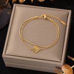 Titanium Steel Bracelet - Roman Double Diamond Gold 5175 - MadeInPanda