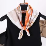 AISu 橙黄 Silk Square Scarf - 70cm Chiffon Printed Pattern - Summer Fashion Bandana Neck Scarf - 1 Piece - MadeInPanda