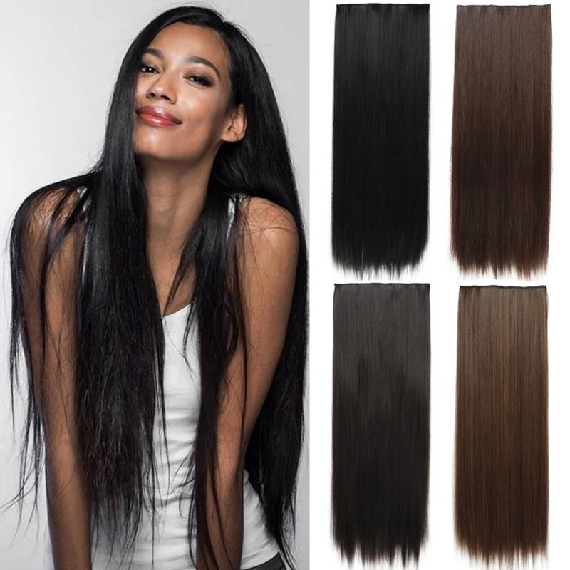 5-Clip Straight Hair Extension Piece - 60cm Long, 100% Heat Resistant Fiber - Image 1 - MadeInPanda
