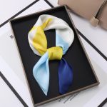 AISu 黄方块 Silk Square Scarf - 70cm Chiffon Printed Pattern - Summer Fashion Bandana Neck Scarf - 1 Piece - MadeInPanda