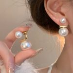 Back Hook Pearl Earrings - Gold