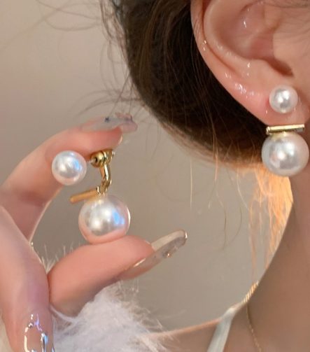 Back Hook Pearl Earrings - Gold