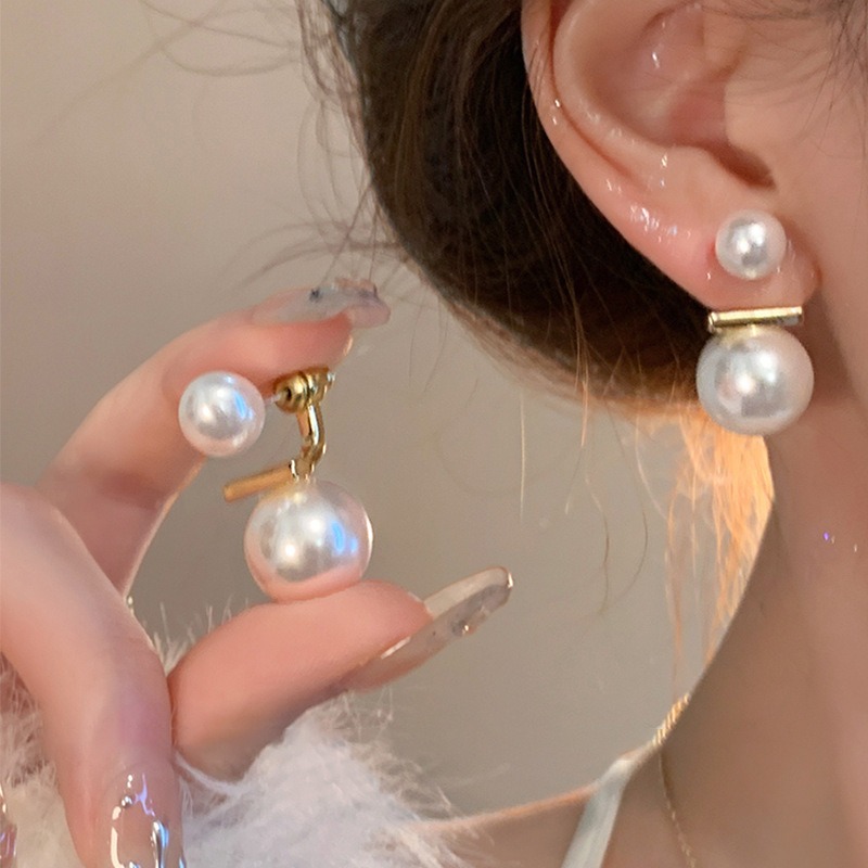 Back Hook Pearl Earrings - Gold