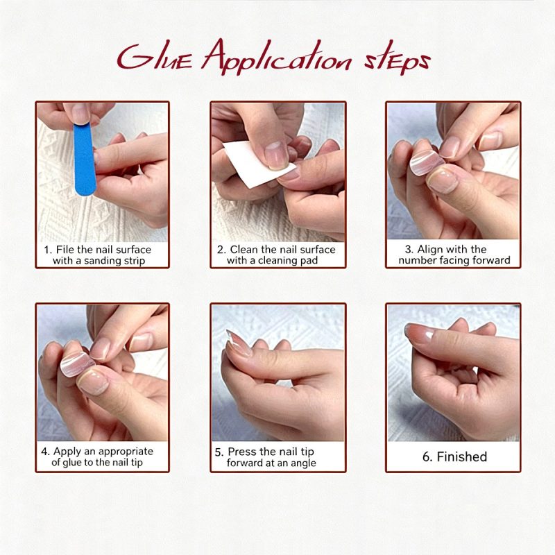How to apply Clear Nude Silver Rhinestone Press On Nails press on nails - glue application guide