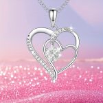 Double Heart Rhinestone Pendant Necklace - Ocean Heart Crystal Choker for Women
