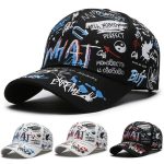 Cross-border Korean-style Fashion Graffiti Baseball Cap - Personality Print Hip-hop Visor Sun Hat for Men/Women