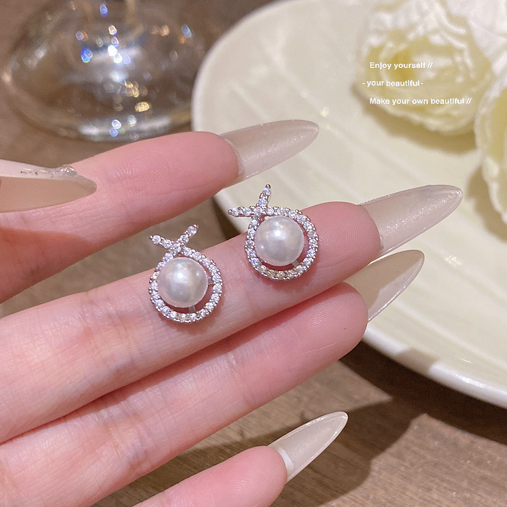 E0007__-3 Sparkle Zircon Crystal Stud Earring ~ S925 Silver Needle Full Diamond Earrings E0007 - 图片 1