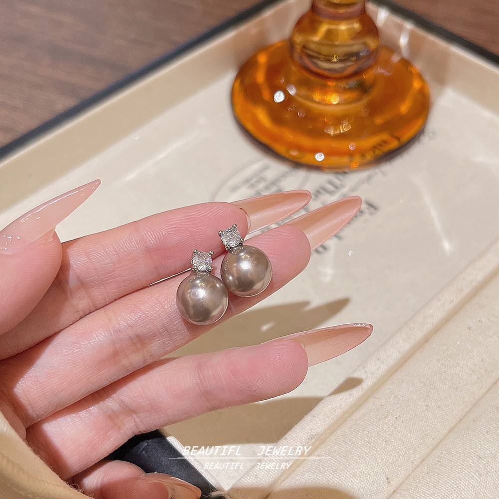 E0038___-2 Sparkle Zircon Crystal Stud Earring ~ S925 Silver Needle Full Diamond Earrings E0038 - 图片 1