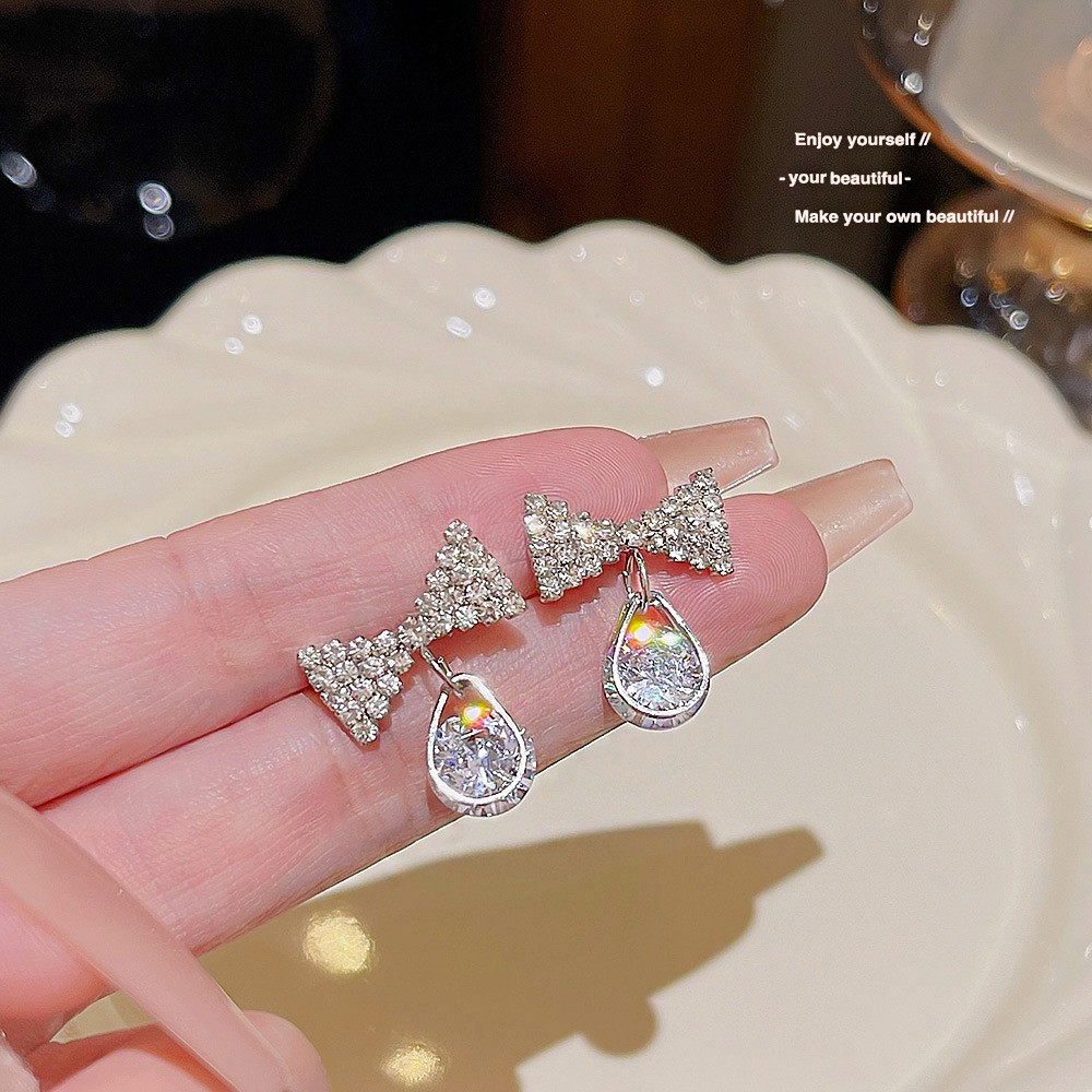 E0048___-2 Sparkle Zircon Crystal Stud Earring ~ S925 Silver Needle Full Diamond Earrings E0048 - 图片 1